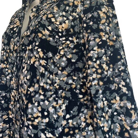 J Jill Corduroy watercolour floral button down top - Picture 4 of 8